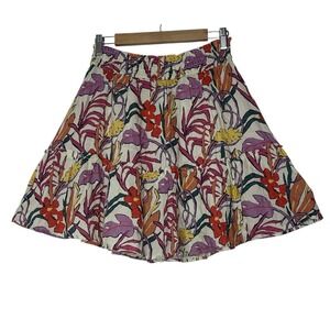 Marine Layer Sofie Smocked Mini Skirt Women's XL‎ Tropical Floral Linen Blend